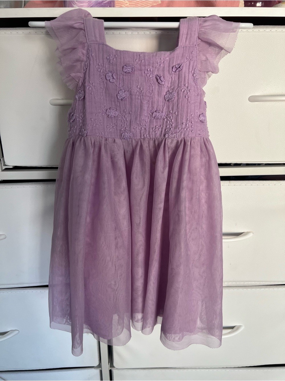 Girls' Lavender Ruffle Sleeve Dress - Brand: